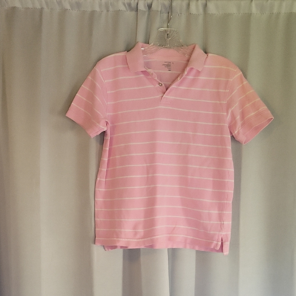 Old Navy Pink and White Striped Kids Polo - Picture 1 of 1